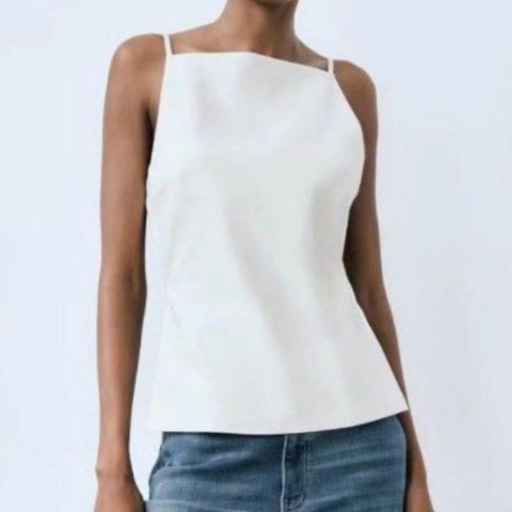 Zara White Sleeveless Backless Top